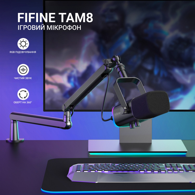 Мікрофон динамічний Fifine TAM8 USB/XLR Black - зображення 4