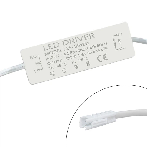 Блок питания LED драйвер постоянного тока AC 85-265 В - DC 75-135 В 25-36 Вт 0.3 А 10 x 3.4 x 2 см 58 г белый(LM_61DE5684206C) - изображение 2
