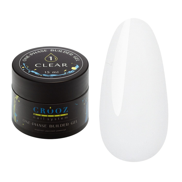 Гель для наращивания Crooz Builder Gel Clear 15 мл №1 Прозрачный от ...