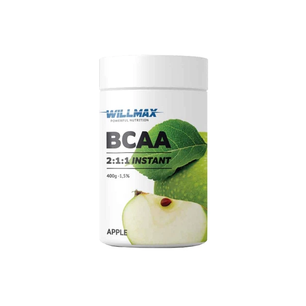 Аминокислота BCAA Willmax BCAA 2:1:1, 400 грамм - Яблоко - Фото 1 Аминокислота BCAA Willmax BCAA 2:1:1, 400 грамм - Яблоко - изображение 1