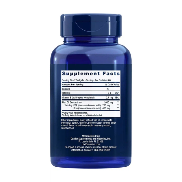 Омега-3 Life Extension Mega EPA/DHA, 120 капсул для поддержки сердца и суставов - изображение 2