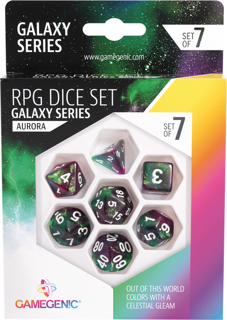 Набір кубиків Gamegenic Galaxy Серія Аврора 7 кубиків (4251715405116) - зображення 1