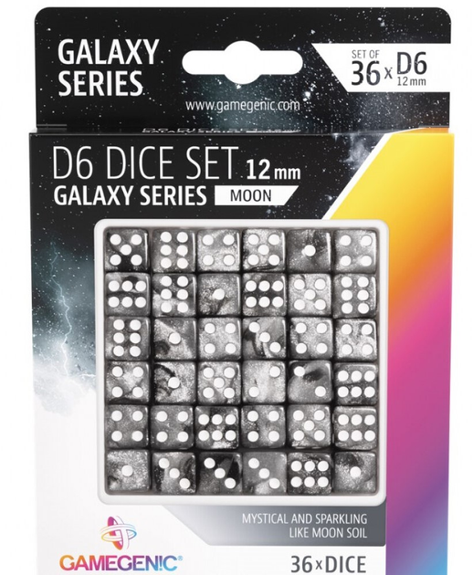 Zestaw kości Gamegenic Galaxy Series Moon 12 mm 36 szt (4251715405277) - obraz 1