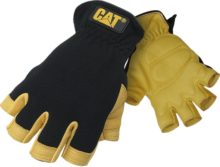 Захисні рукавички CAT без пальців з оленячої шкіри XL жовто-чорні (4895171749768) - зображення 1