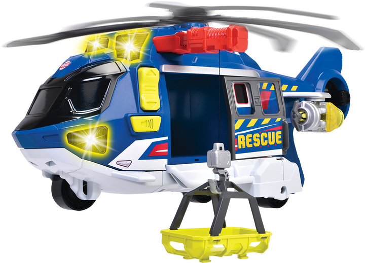 Funkcjonalny helikopter Dickie Toys Rescue Service z wyciągarką z efektami dźwiękowymi i świetlnymi 36 cm (203307002) - obraz 6