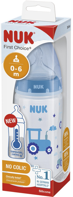 Пляшка для годування Nuk First Choice Plus із силіконовою соскою 300 мл Синя (10741926) - зображення 2