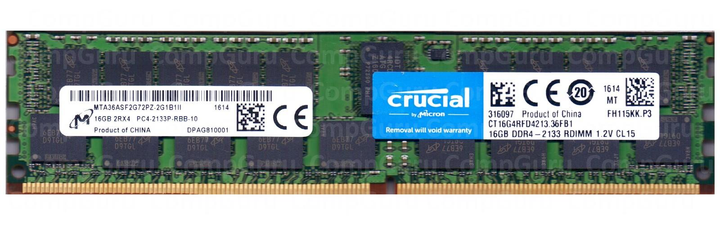 Серверная оперативная память Micron DDR4 16GB 2133MHz RDIMM 2Rx4 PC4 ...