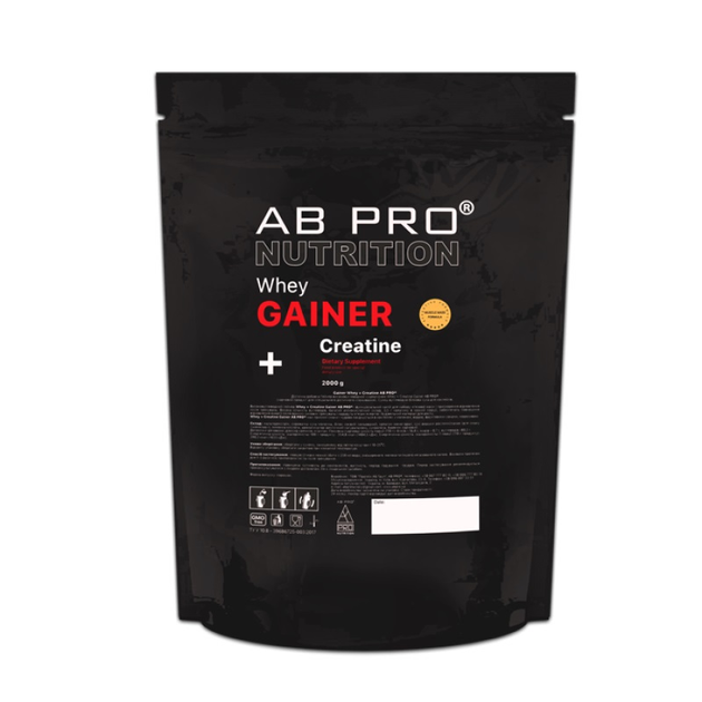 Гейнер Whey + Creatine Gainer, 2 кг Клубника AB Pro (fit0016962) – фото ...