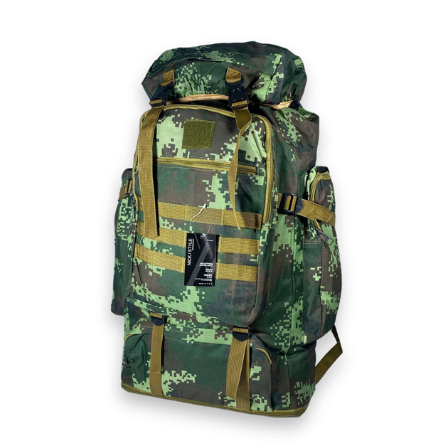 Тактично-туристичний рюкзак, 60 л, з розширенням, один відділ, розмір: 70(80)*35*20 см, темно-зелений піксель - изображение 1