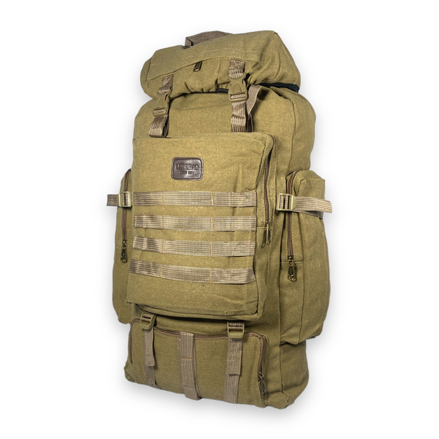 Рюкзак тактичний 50 л, одне відділення на стяжці, додаткові кишені, розмір: 70*35*20 см, койот - изображение 1