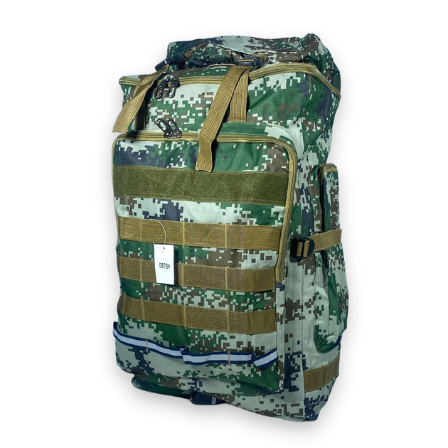 Тактичний рюкзак 50 л, одно відділення на блискавці, додаткові кишені, розмір: 70*35*20 см, зелений піксель - зображення 1