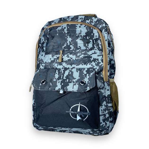Тактичний рюкзак 20 л, два відділення, дві фронтальні кармани, розмір: 45*30*15 см, темно-сірий піксель - зображення 1