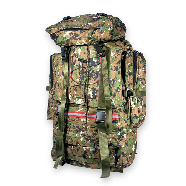 Туристичний, тактичний рюкзак, 90 л, 1 відділ, 2 фронтальні кишені, розмір: 85*40*25 см, коричневий піксель - изображение 1