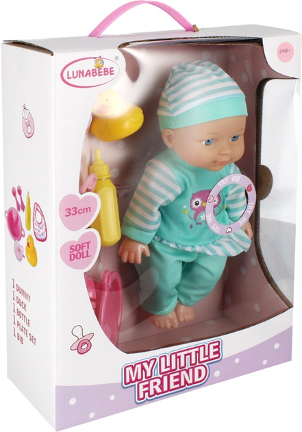 Пупс LUNABEBE My Little Friend у бірюзовому комбінезоні з аксесуарами 33 см (5904335896572) - зображення 6