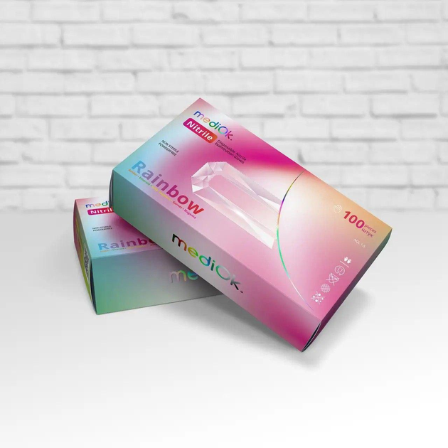 Рукавички MediОk Rainbow нітрилові розмір М 100 шт різнокольорові - зображення 1