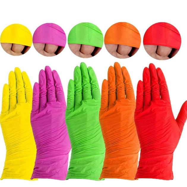 Рукавички MediОk Rainbow нітрилові розмір М 100 шт різнокольорові - зображення 2