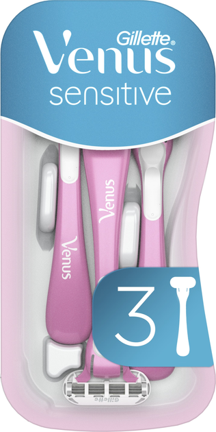 Одноразові станки для гоління (Бритви) жіночі Venus Smooth Sensitive 3 шт (7702018491544) - зображення 1