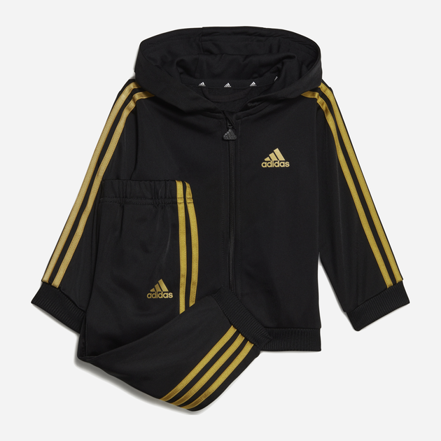 Дитячий спортивний костюм (толстовка + штани) для хлопчика Adidas I 3S Shiny TS HR5874 68 см Чорний/Золотистий (4066748145874) - зображення 1