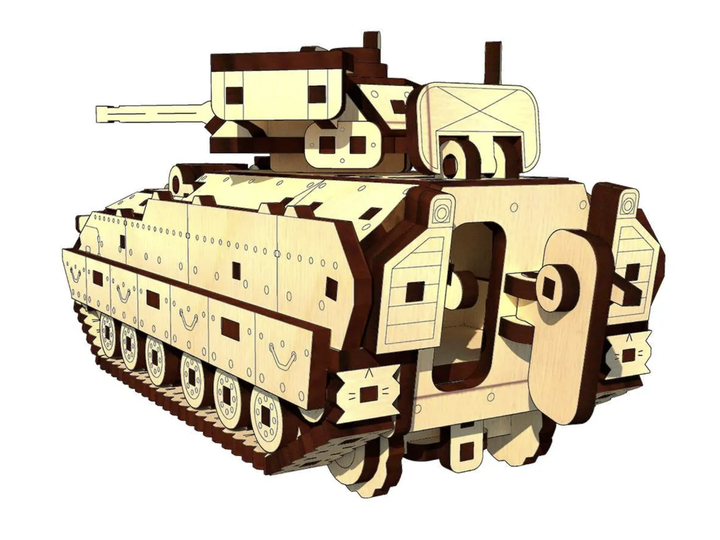 3D Пазл Конструктор Механический Из Дерева Pazly Бредли М2 Bradley M2 196 деталей - изображение 2