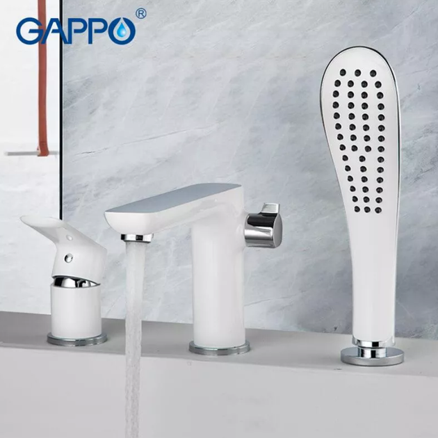 Смеситель для ванны на борт GAPPO G1148, белый/хром - изображение 3