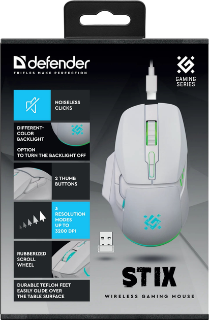 Mysz Defender STIX GM-009 Wireless White (4745090822731) - obraz 7