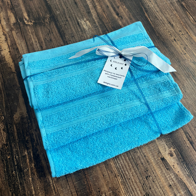 Набор махровых полотенец Delight 3 шт Голубых (Towel_blue_50x30) - изображение 2