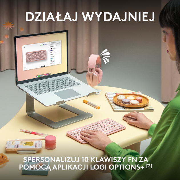 Клавіатура бездротова Logitech Pebble Keys 2 K380s Bluetooth Rose (920-011853) - зображення 3