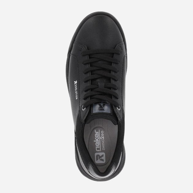 Sneakersy męskie skórzane do kostki RIEKER revu1100-00 44 Czarne (4061811780235) - obraz 6