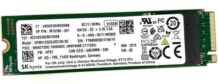 Накопичувач SSD SKhynix M.2 NVMe 512GB SK Hynix BC711