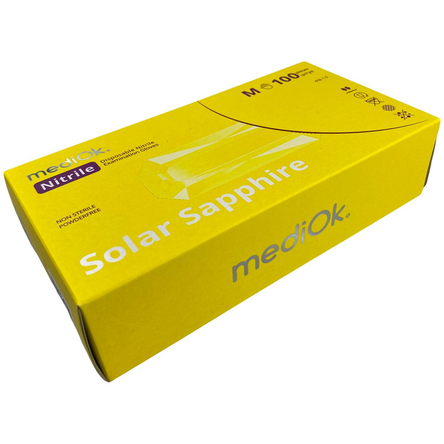 Перчатки Нитриловые желтые M, 100 шт (MediOk SOLAR SAPPHIRE) - изображение 1
