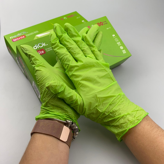 Перчатки Нитриловые зеленые XS, 100 шт (MediOk EMERALD) - изображение 2