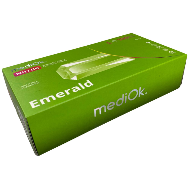 Перчатки MediOk EMERALD Нитриловый зеленый L 100 шт - изображение 1