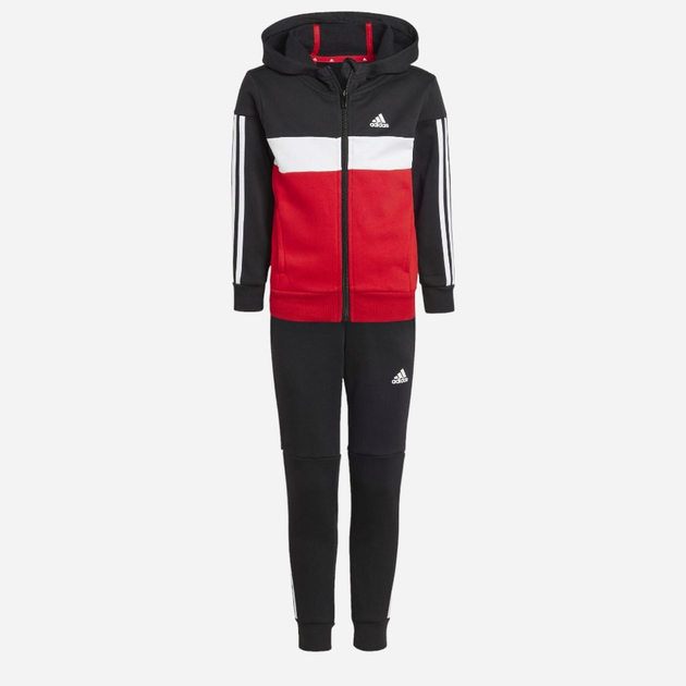 Дитячий теплий спортивний костюм (толстовка + штани) для хлопчика Adidas LK 3S TIB FL TS IJ6330 128 см Червоний/Чорний (4066762623983) - зображення 1
