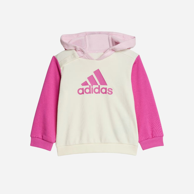Дитячий спортивний костюм (худі + штани) для дівчинки Adidas I CB FT JOG IQ4084 74 см Бежевий/Рожевий (4067887146968) - зображення 2