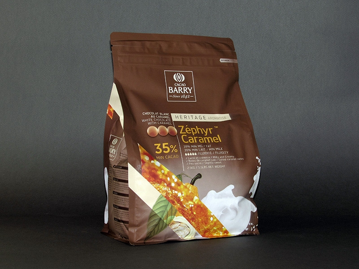 Бельгийский шоколад белый с карамелью Zephyr 35%, Barry Callebaut, 100 ...