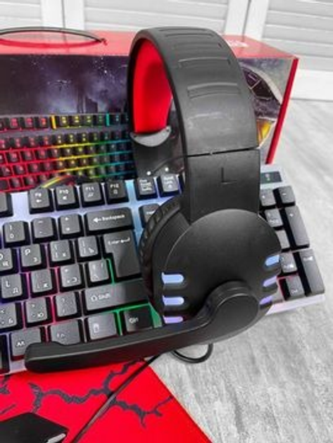 Клавиатура GF500 игровой комплект 4в1, клавиатура, наушники, мышка, коврик (HS-359) - изображение 4