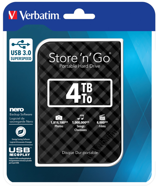 Жорсткий диск Verbatim Store n Go 4ТБ 2.5" USB 3.0 Чорний (0023942532231) - зображення 4
