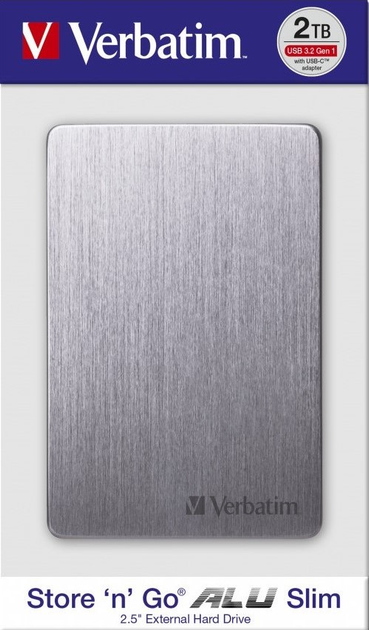 Dysk twardy Verbatim Store n Go Alu Slim 2TB 2.5" USB 3.2 Szary (0023942536659) - obraz 4