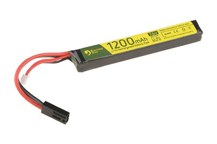 Акумулятор LiPo 7,4 V 1200mAh 25/50C [ElectroRiver] (для страйкболу) - зображення 1