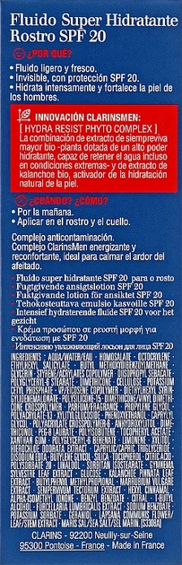 Lotion do twarzy Clarins Men Fluide Super SPF 20 nawilżający 50 ml (3666057038617) - obraz 3