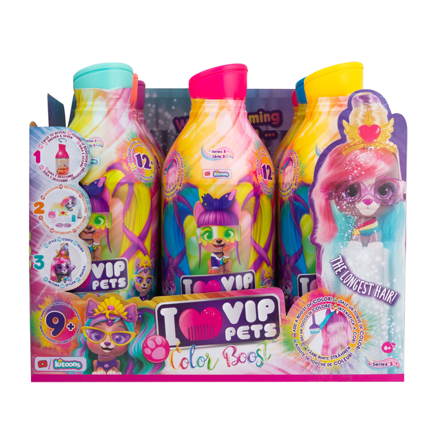 Pieski niespodzianki z długimi włosami VIP Pets S3 Color Boots (IMC712003-4) - obraz 3