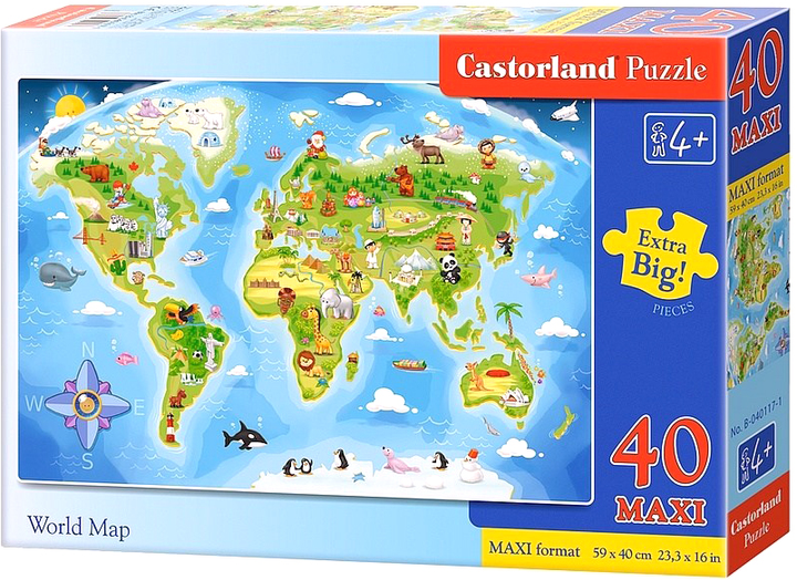 Пазл Castorland Карта миру 40 maxi елементів (CSLB-040117-1) - зображення 1