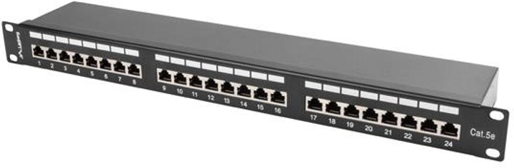 Patch panel Lanberg 24 port 1U kat.5e ekranowany Black (PPS5-1024-B) - obraz 1