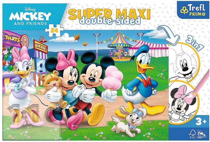 Пазл двосторонній Trefl Super Maxi Парк розваг Міккі 24 елементи (5900511410051) - зображення 1