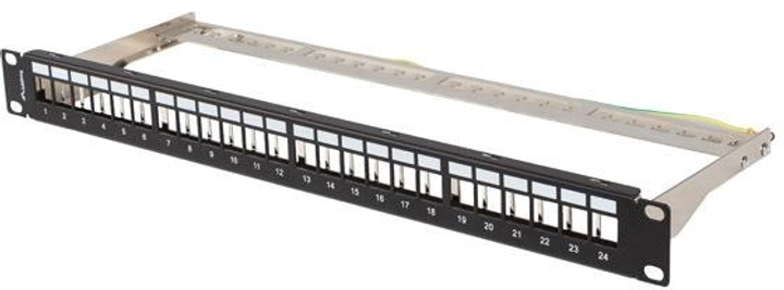 Patch panel pusty Lanberg 24 port 1U 19" do modułów keystone Black (PPKS-0924-B) - obraz 1