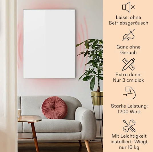 Инфракрасный нагреватель Klarstein Wonderwall Air 120, 120x100см, 1200Вт, настенный - изображение 6