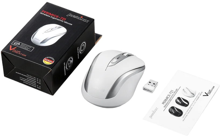 Миша Perixx PERIMICE-721 Wireless White/Silver (4049571010373) - зображення 3