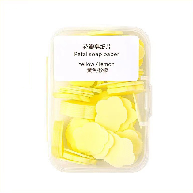 Мыло в виде лепестков бумаги Petal Soap Paper Yellow Лимон в дорожном ...