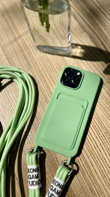 Чехол для iPhone 11 с ремнем для плеча со слотом для карт Зеленый ...