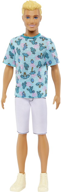 Lalka Barbie Ken Fashionistas Doll #211 With Blond Hair And Cactus Tee (HJT10) - obraz 1